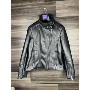 French Connection Black Faux Leather Jacket Size‎ Large